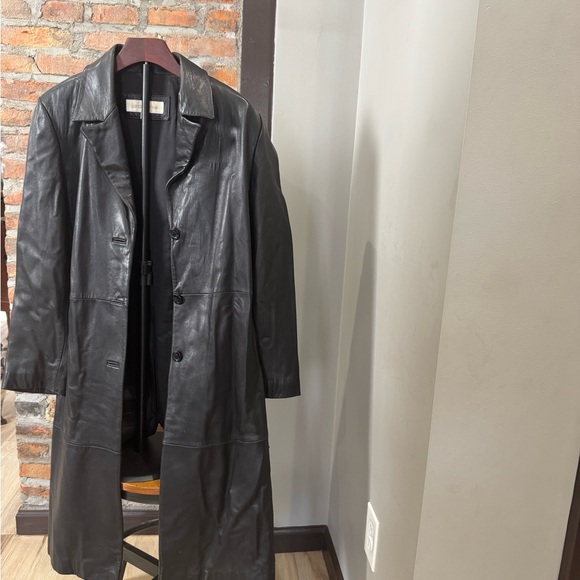 Liz Claiborne Jackets & Blazers - Liz Claiborne Long Black Leather Coat